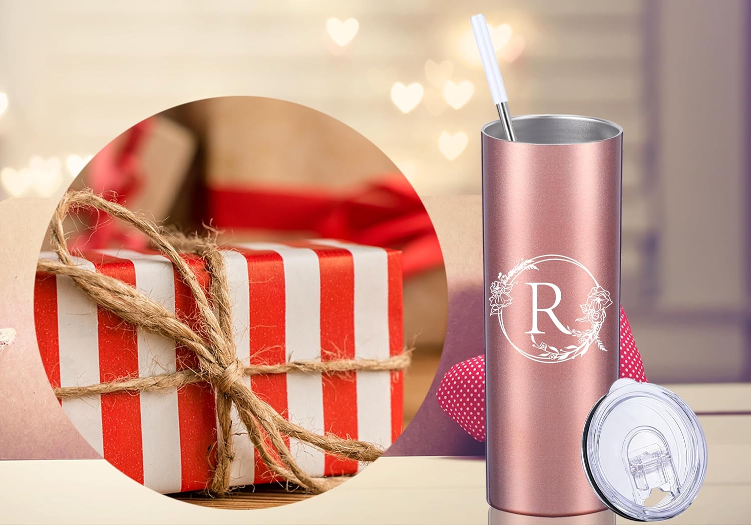 Personalized Tumbler Cup with Initials.Cup with Letter R 20oz Skinny Tumbler.Personalized Travel Monogram Letter Coffee Mug Gifts.Custom Initial Tumbler gifts for Women Birthday Christmas. - Image 5
