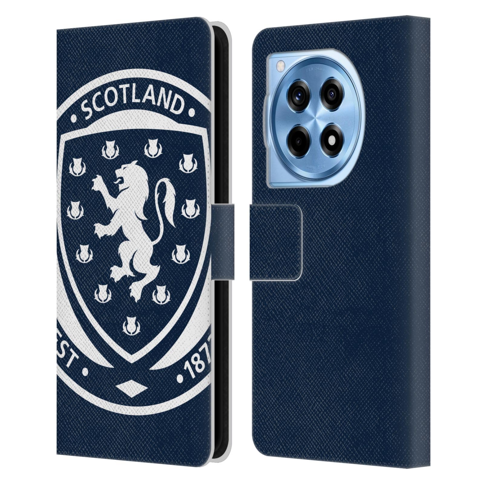 Head Case Designs Officially Licensed Scotland National Football Team Oversized Logo 2 Leather Book Wallet Case Cover Compatible with OnePlus 12R
