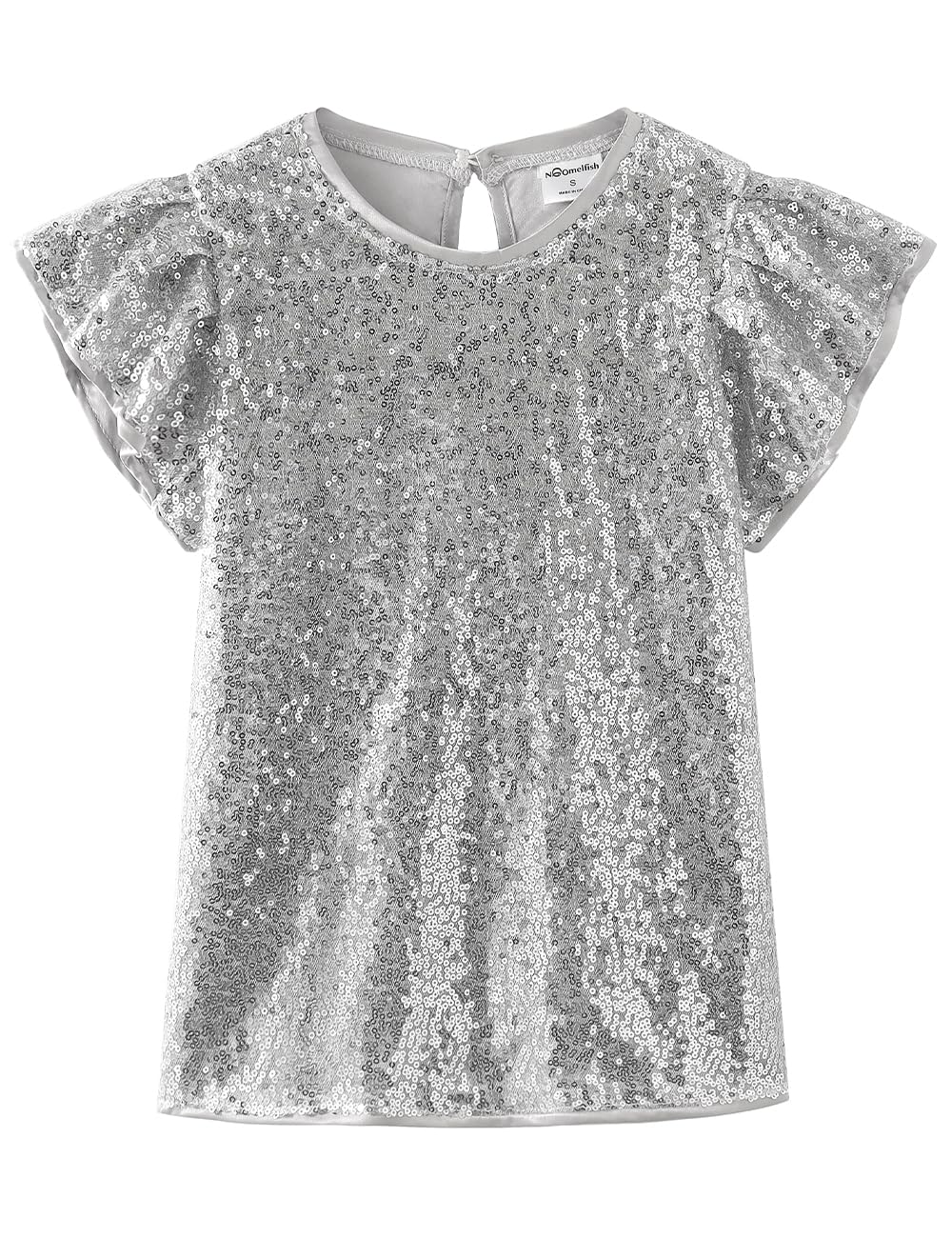 Noomelfish Mädchen Kurzarm Pailletten Shirts Party Glitzer Sparkly Tops Bluse (5–12 Jahre)