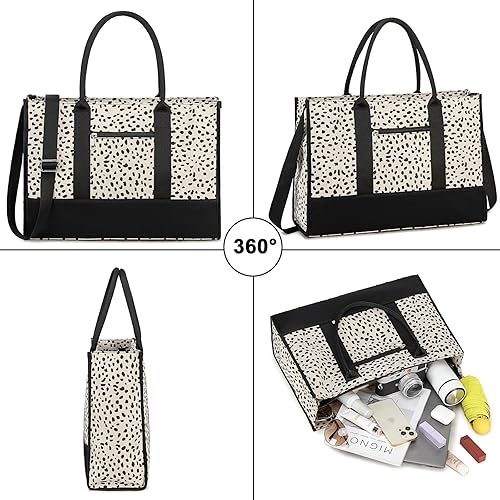 Miniatura 4 de Bolsa de mano para computadora portátil para mujer, bolsa de trabajo de 15.6 pulgadas, bolsa de computadora de gran capacidad, bolso de mano para