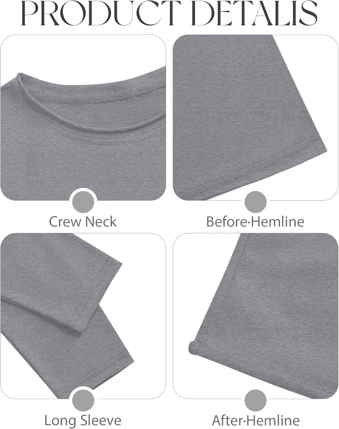 3 Pack Women's Cotton Long Sleeve Shirts, Crew Neck Casual Fitted Tops Rolled Hem Slim Layer Basic Tees Blouses - Image 5