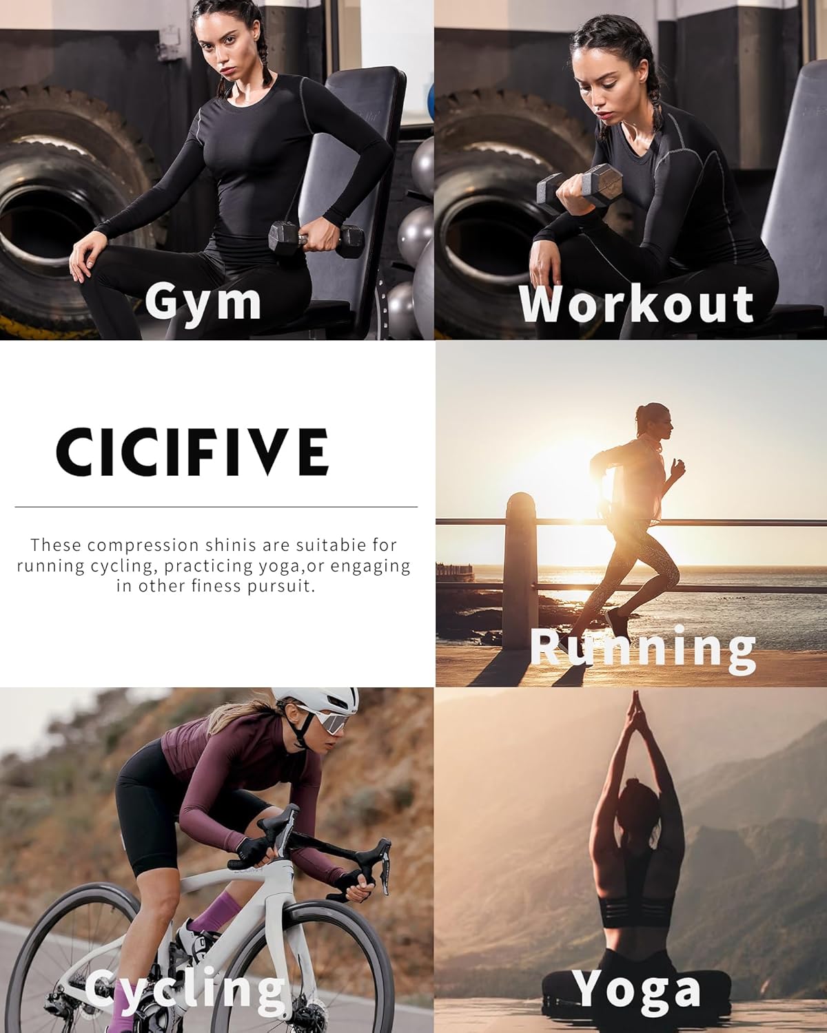 3 Pack Women's Long Sleeve Workout Shirt O-Neck Quick Dry Compression Athletic T-Shirts Yoga Gym Sports Tops