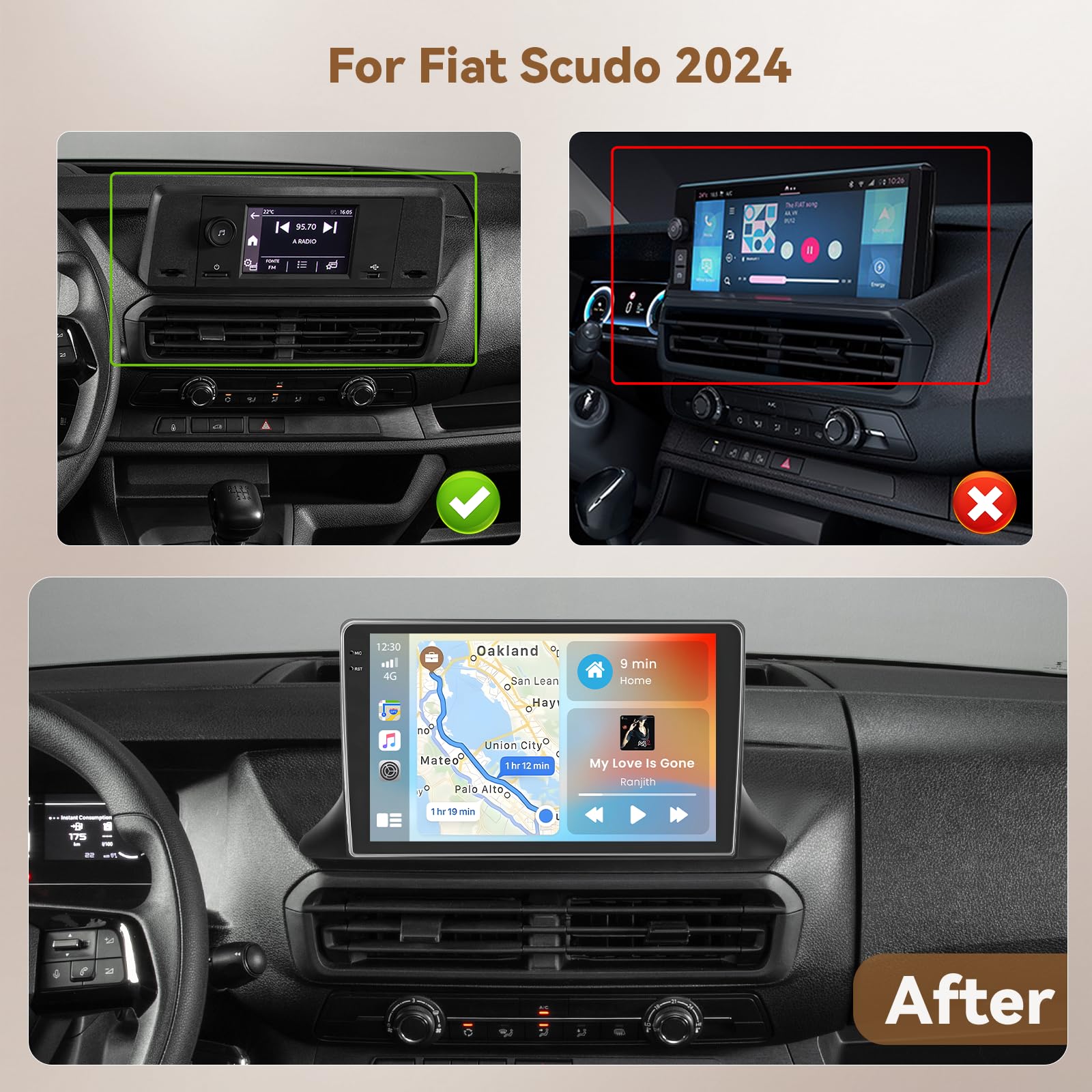 Android 15 Autoradio für FIAT Scudo 2024 10 Zoll Wireless CarPlay