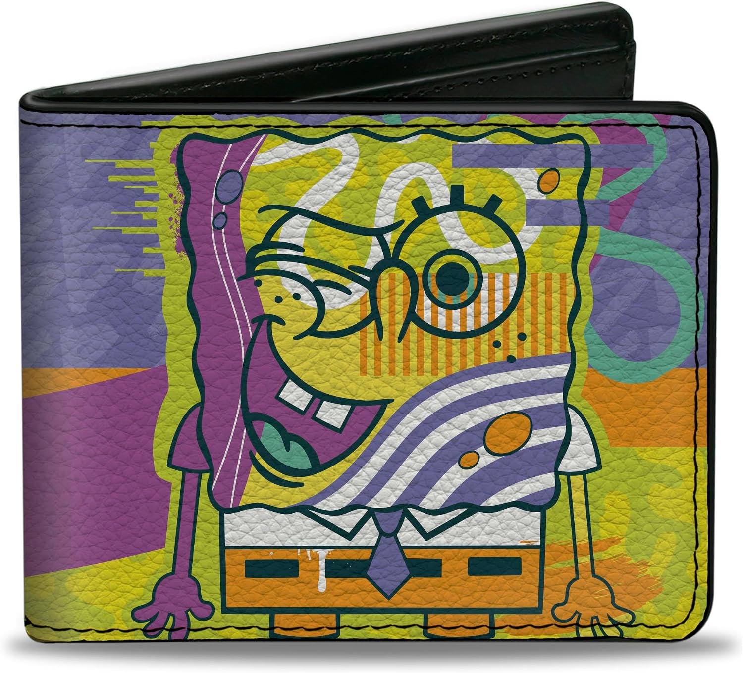 Buckle-Down Nickelodeon Wallet, Bifold, SpongeBob SquarePants Winking Pose Multi Color, Vegan Leather