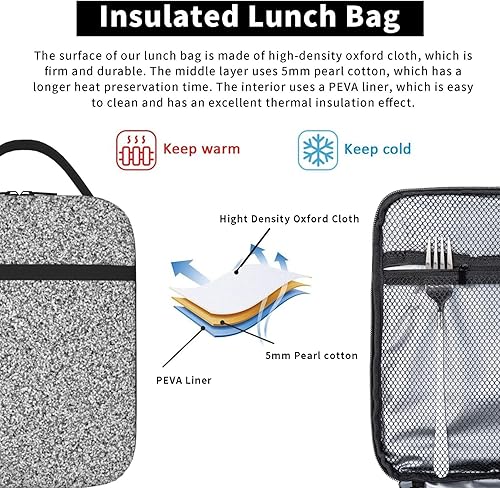 Miniatura 5 de Bolsas de almuerzo para mujereshombres, bolsa de almuerzo aislada con purpurina plateada para el trabajo, oficina, picnic, almuerzo, bolsa