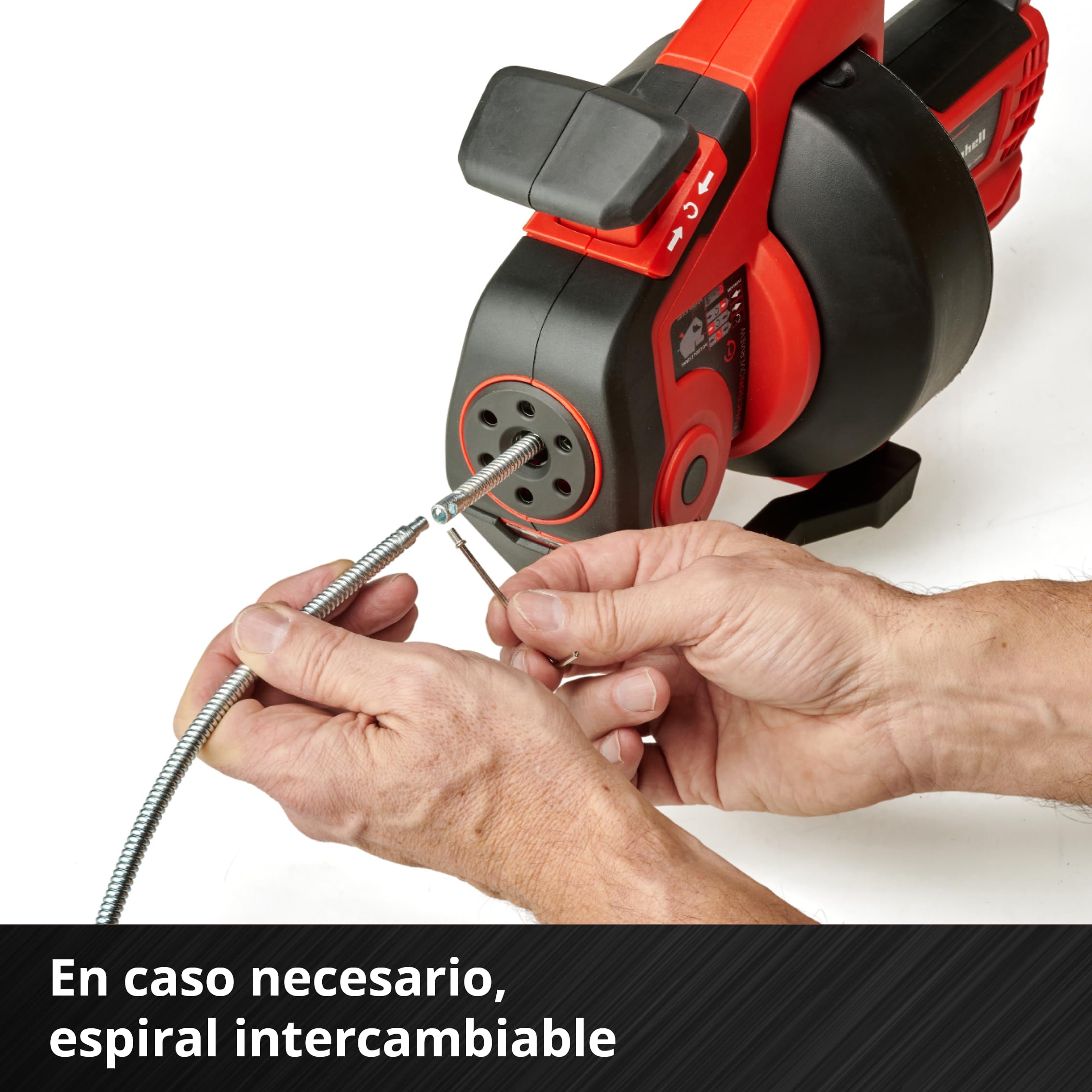 Einhell Limpiador de tubos con batería TE-DA 18/760 Li-Solo PXC (18 V, iones de Li, espiral de limpieza de 7,6 m, adecuado para diámetro de tubo de 16-55 mm, envío sin batería ni cargador)