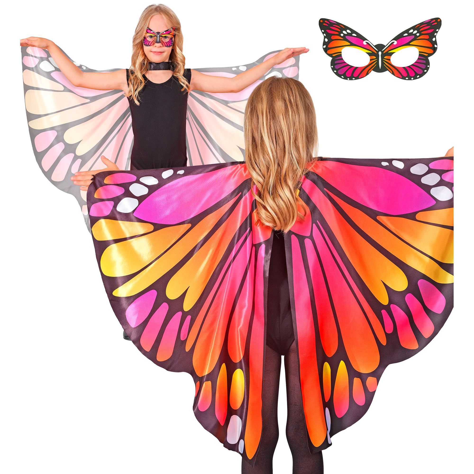 Mantello con ali di farfalla per bambini, con cinghie, per Halloween, per cosplay, carnevale e feste in costume, Lilla