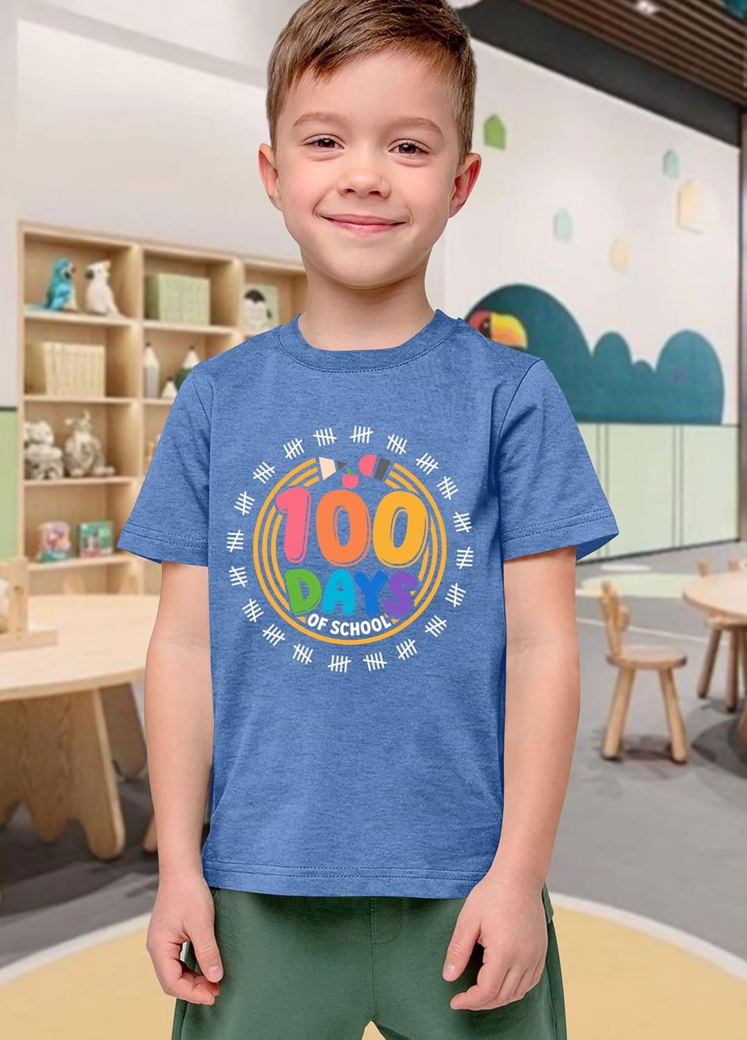 Toddler Boys Girls 100 Days of School Shirt Kids Happy 100th Day of School Tshirt Kindergarten Tee Tops 4y-7y - Image 2