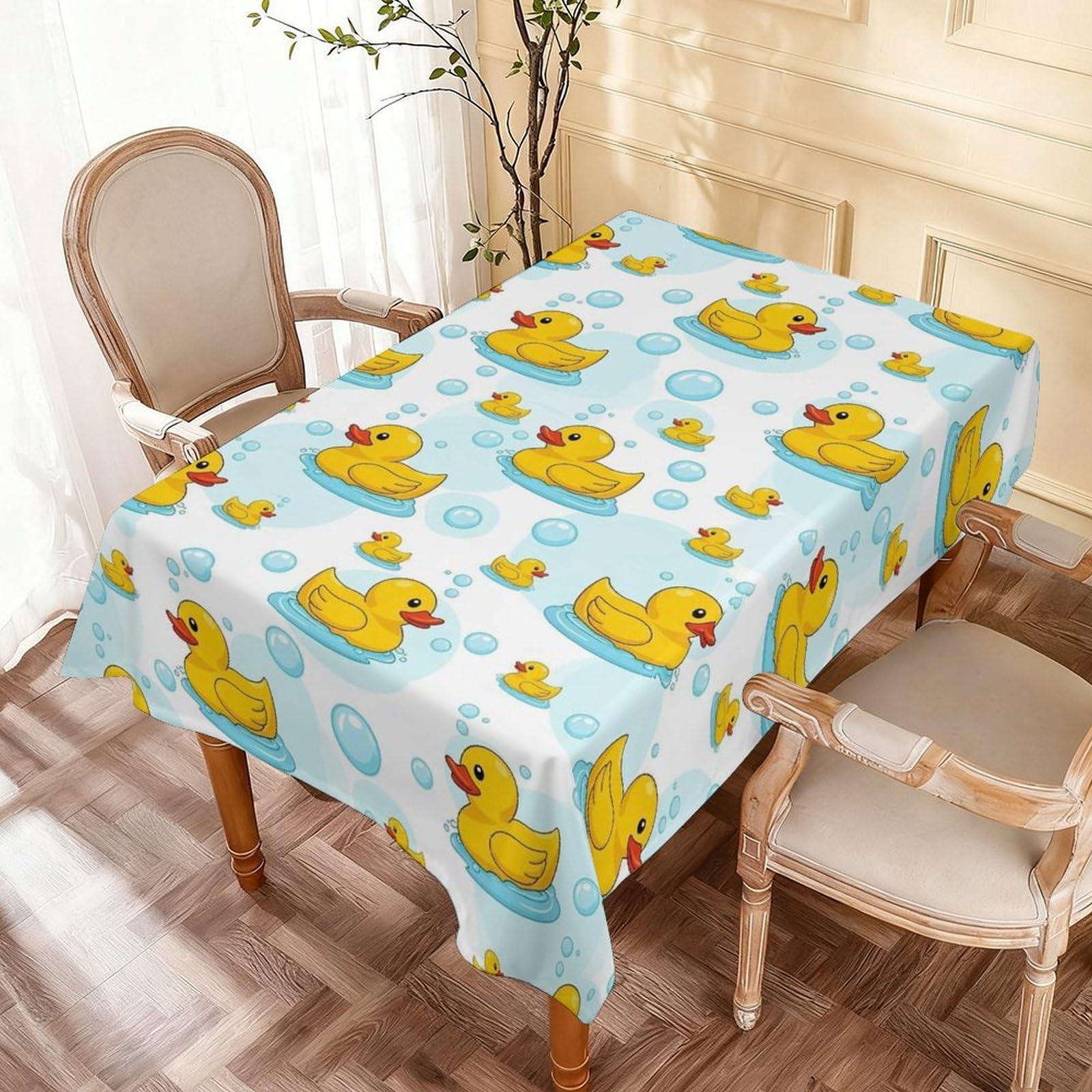 Nappe lavable anti-tache canard jaune pour protéger votre table de salle à manger