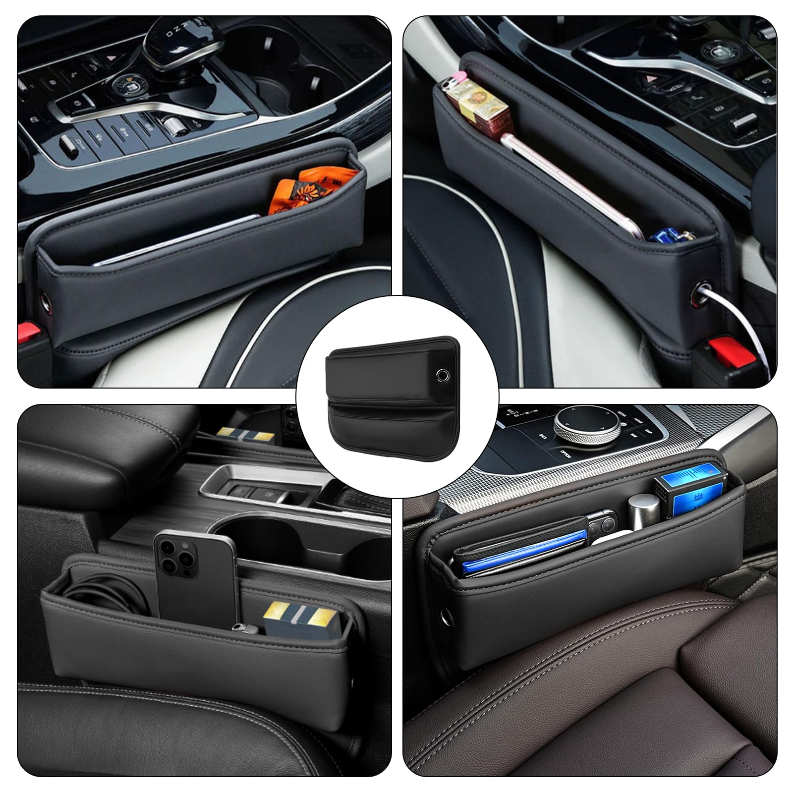 2 Piezas Caja de Almacenamiento para Asiento de Coche, Organizador Gap Asiento Coche, Organizadores de Asientos para Automóviles, Organizador para El Hueco Del Asiento Del Coche para Teléfonos Móviles