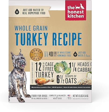 Amazon Com The Honest Kitchen Human Grade Dehydrated Whole Grain Dog Food Complete Meal Or Dog Food Topper Turkey 10 Lb Makes 40 Lbs Everything Else