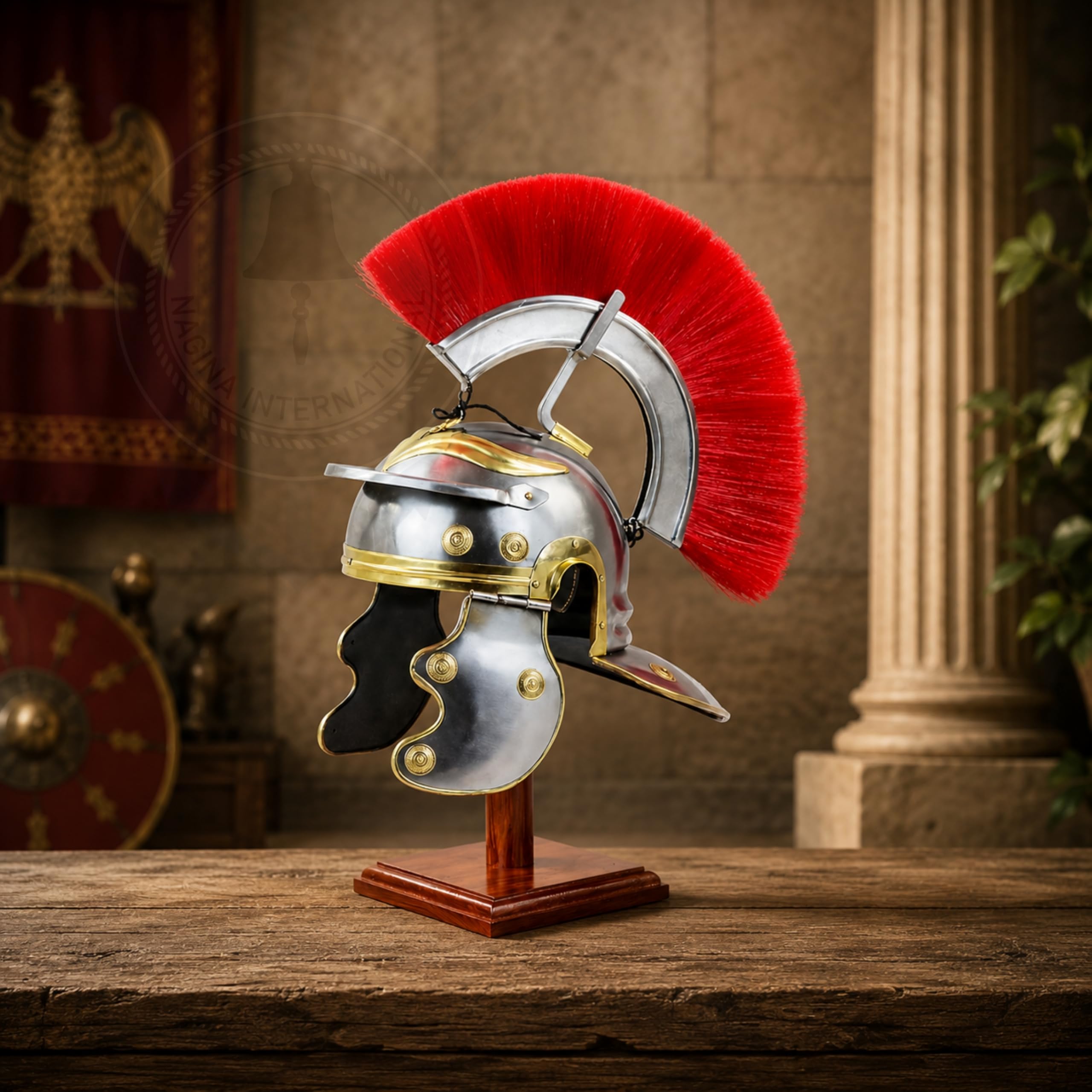Nagina Red Crest Roman Centurion Gallic Helmet