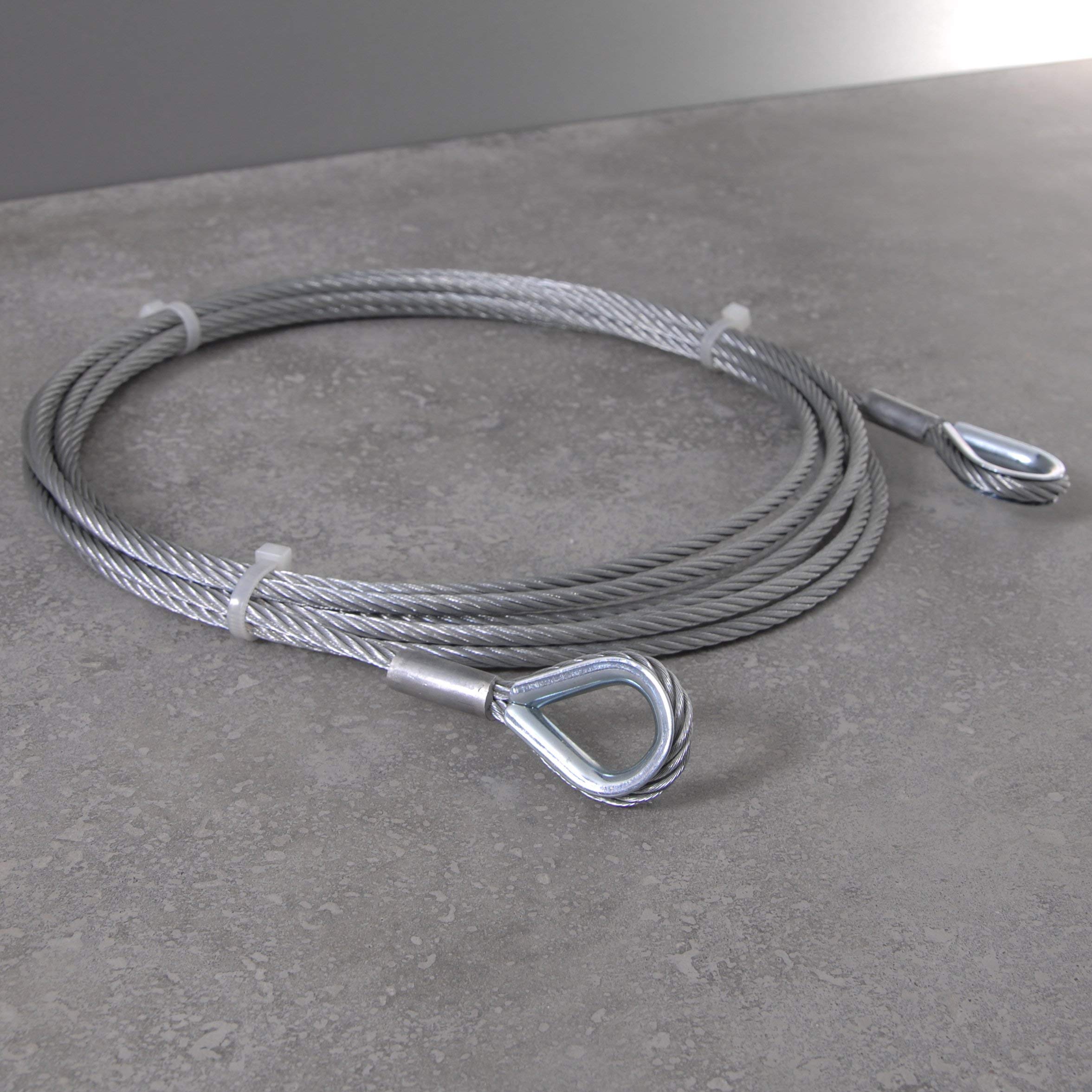 Cable de acero con guardacabos – Cuerda de tope, cable de acero con ojales, galvanizado, diámetro de 16 mm, carga útil de 2700 kg, 8 m