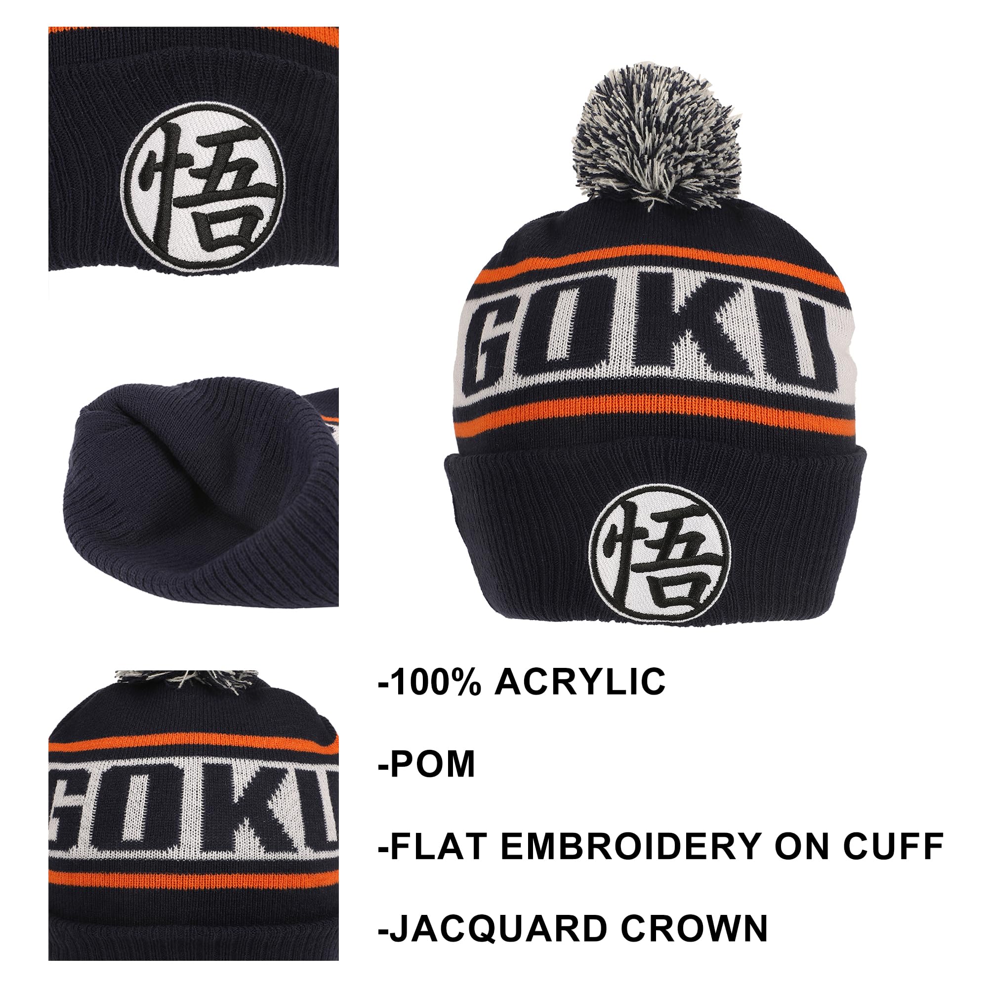 Dragon Ball Z Goku Kanji niebieska czapka beanie