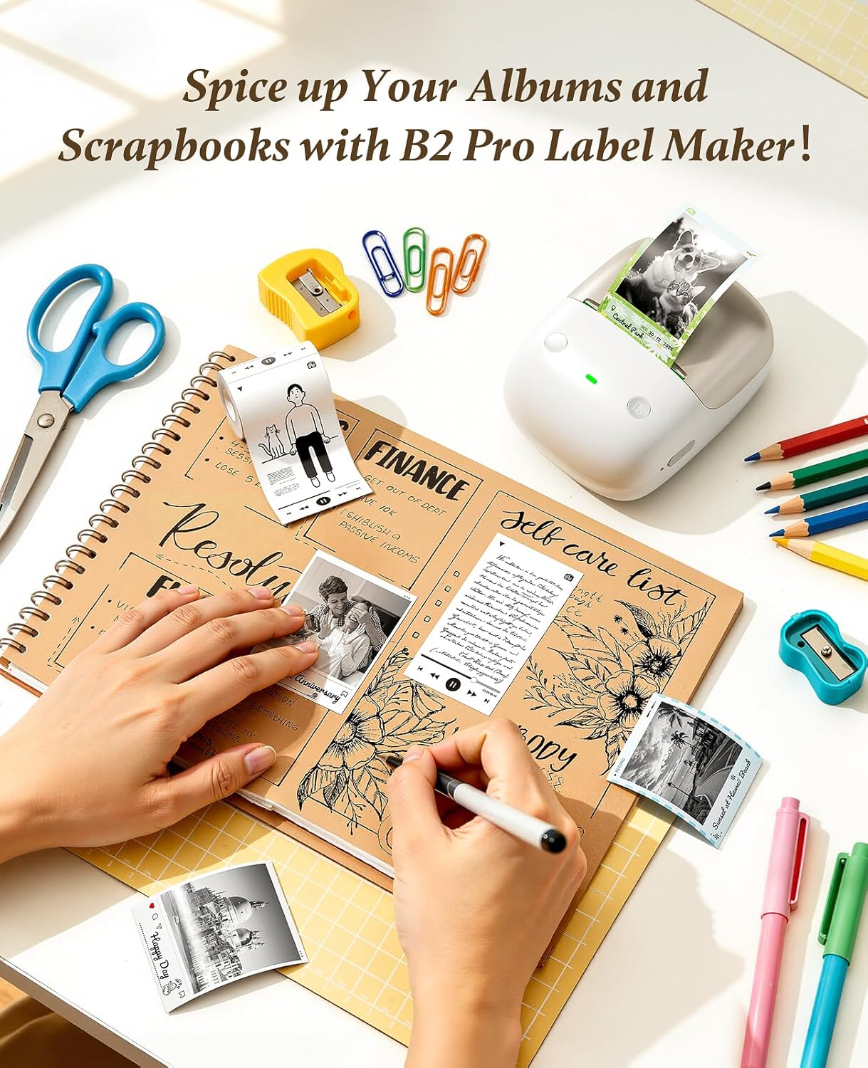 NIIMBOT B2 Pro Label Maker with 50x30mm White Label and 54X74mm Best Day Label