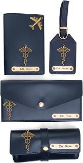 AICA Personalised Name Doctor DR Leather Wallet Gift Set for Women (NavyBlue) Price In India