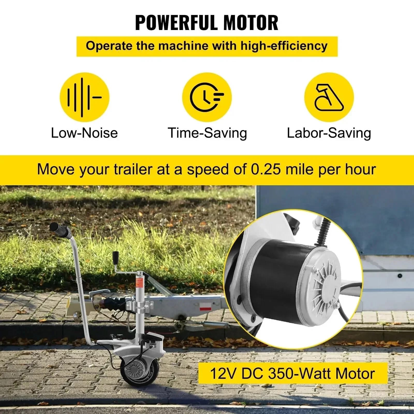 Ruota di Sostegno per Rimorchio, Carrello rimorchio Elettrico Carico Max Di 2270KG 12V/350W Cric Di-Rimorchio Barca Di Manovra Del Trasloco