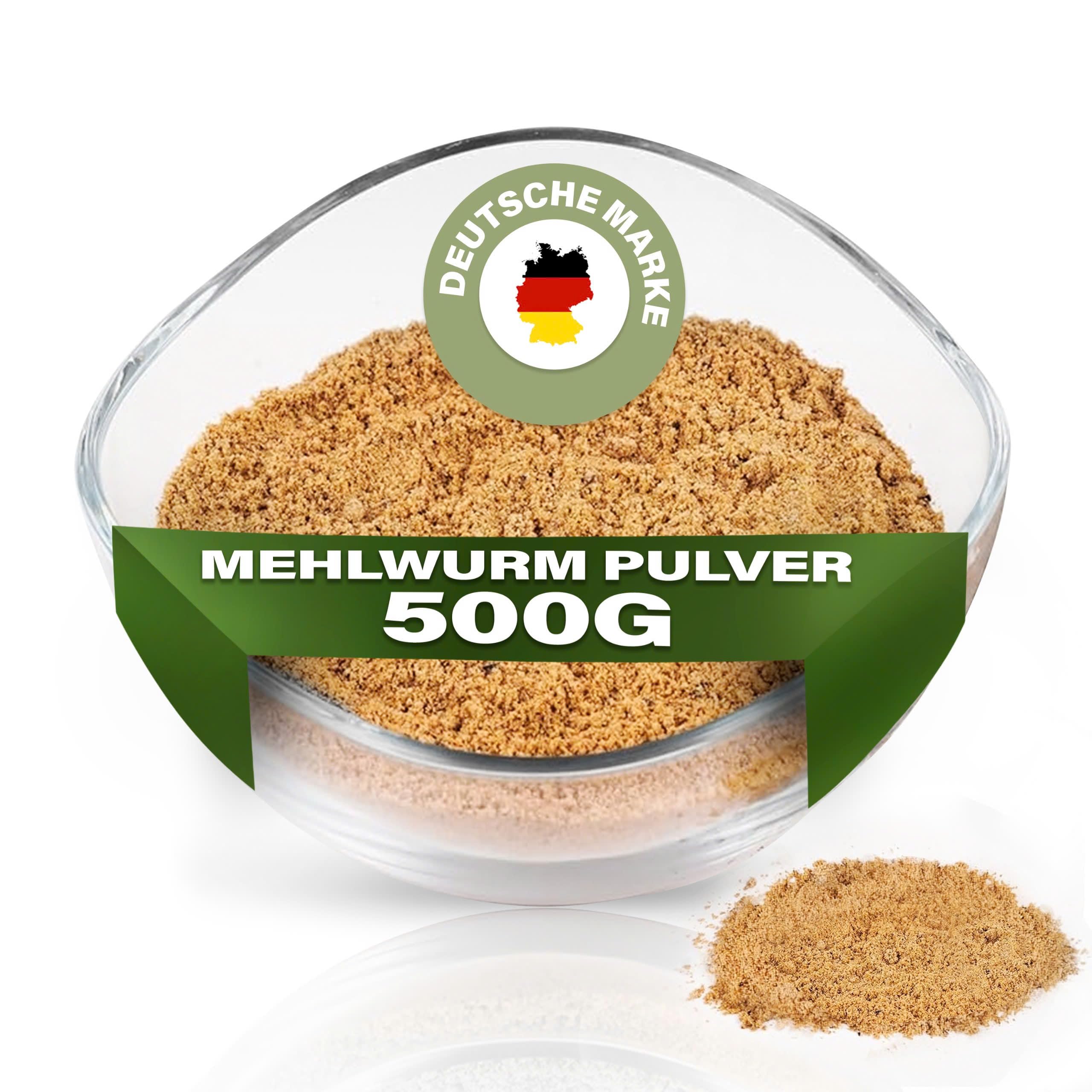 Mehlwurm Pulver (500g) - Insektenmehl aus dem gelben Mehlwurm - proteinhaltige Futtermittelergänzung für Hunde, Katzen und Insektenfresser