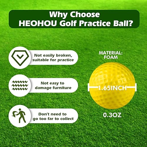 Miniatura 9 de Paquete de 20 pelotas de práctica de golf de espuma, sensación realista y práctica de vuelo limitado, pelotas de golf para patio trasero, pelotas de