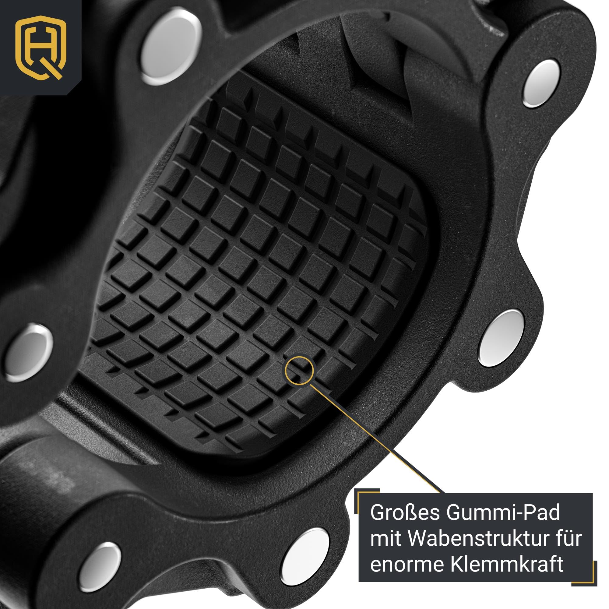 HQ Germany® Hantelverschluss 50mm [magnetisch] - Barbell Collars 2er-Paar | Magnete zum Aufhängen, Gummieinlage mit Wabenstruktur, bombenfester Sitz, Sicherheitsverschluss, Stahlgelenke statt Plastik