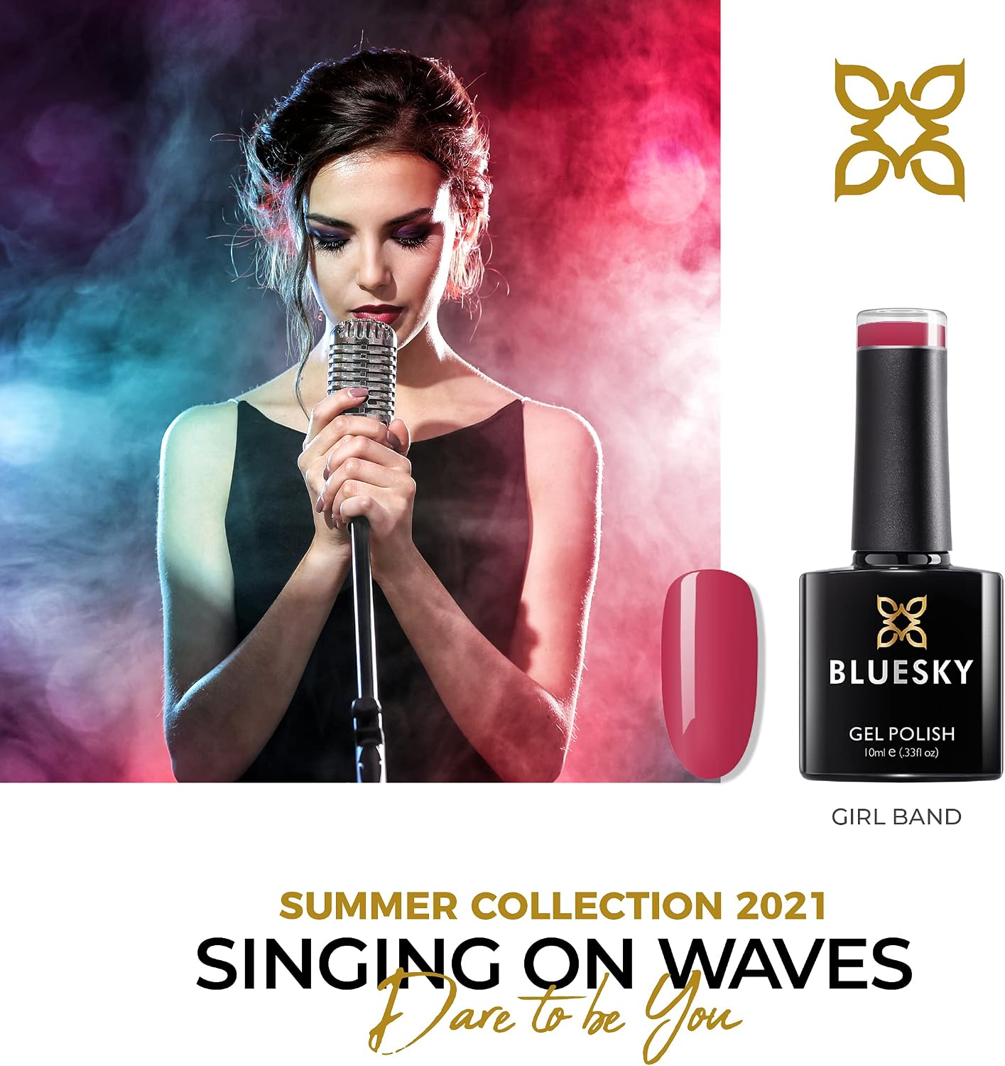 Bluesky Gel Nail Polish, Summer 2021 Collection, Girl Band Ss2119, 10 ml Pink, Bright (Requires Curing Under LED or UV Lamp) - Image 3