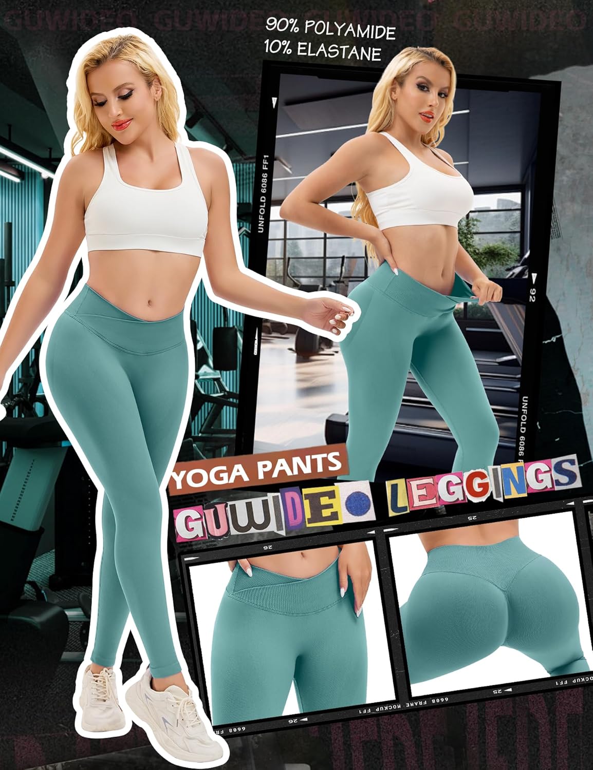 Scrunch Butt Lifting Leggings for Women Crossover Seamless Workout Leggings V-Shape Tummy Control Athletic Yoga Pants - Image 2