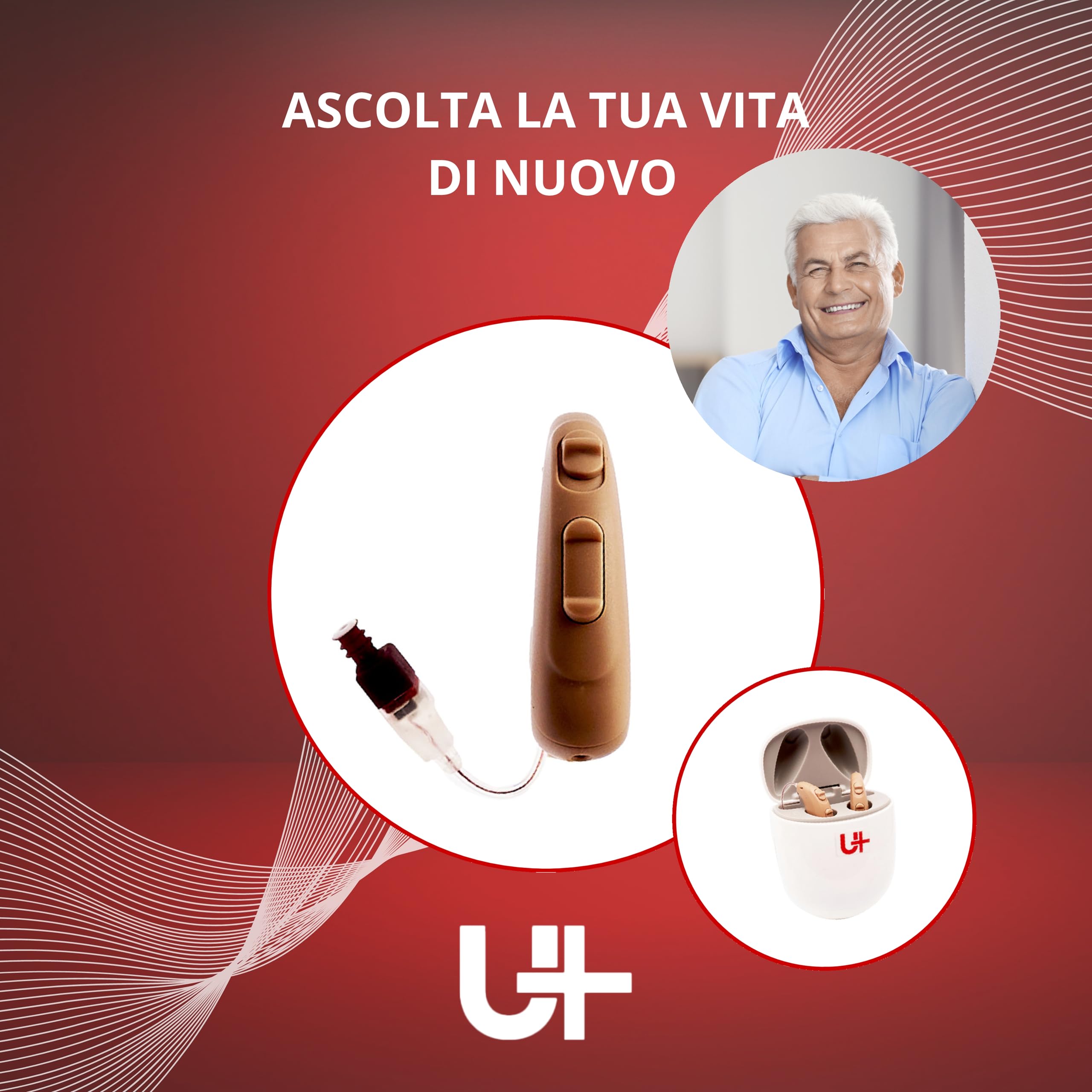 UDI-NOVA PRO Amplificatori Uditivi Ricaricabili – Regolabili via APP con Test dell’Udito, Suono Cristallino, Design Discreto ed Ergonomico, Autonomia 30h, Con Custodia e Accessori