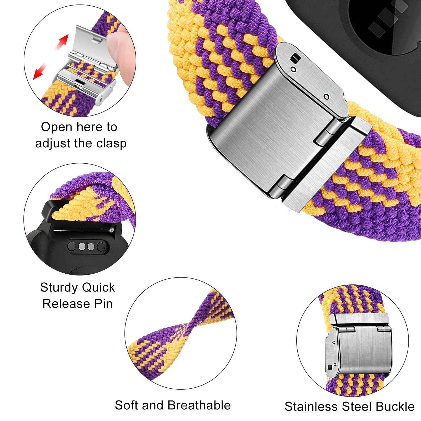 Cinturino per Amazfit Active, 20mm Sport Nylon Ricambio Elastica Cinturini per Amazfit GTS, GTS 4 Mini, GTS 4, GTS 3, GTS 2, GTS 2 Mini, GTR Mini, Amazfit Bip, Bip U, Bip U Pro, Bip 3, Bip 3 Pro