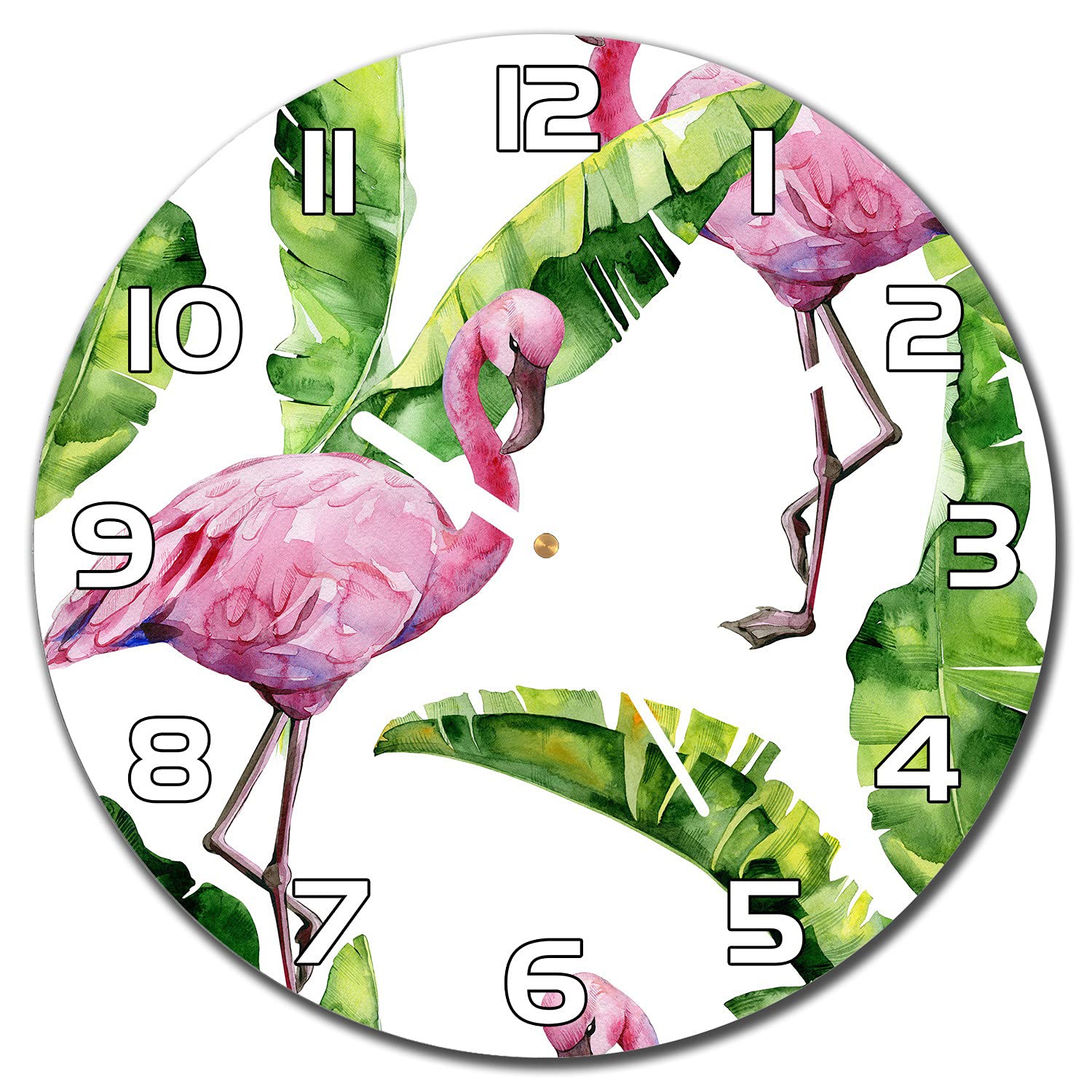 Horloge murale en verre de sécurité impression moderne Flamingo Floral