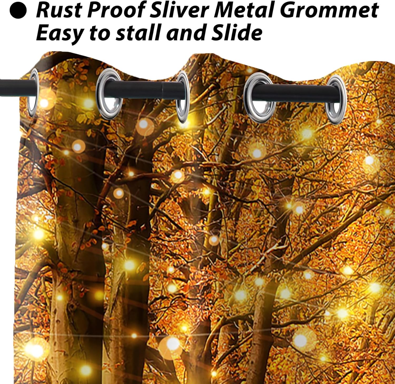 Baocicco Fall Scenery Curtains for Bedroom Living Room Orange Forest Path Pumpkin Print Window Drapes Autumn Landscape Fallen Leaf Tree Pumpkin Grommet Curtains Home Decor 2 Panels 53x63 Inch