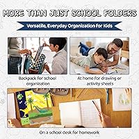 Vista 8 de 8 carpetas escolares – Lindas carpetas de bolsillo con 8 diseños únicos de dinosaurios en la parte delantera, trasera e interior – Carpetas