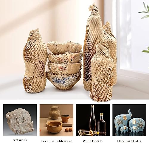 Miniatura 5 de Papel de embalaje de panal respetuoso con el medio ambiente, rollo de envoltura acolchada de panal de abeja de 15 pulgadas x 820 pies para envíos en