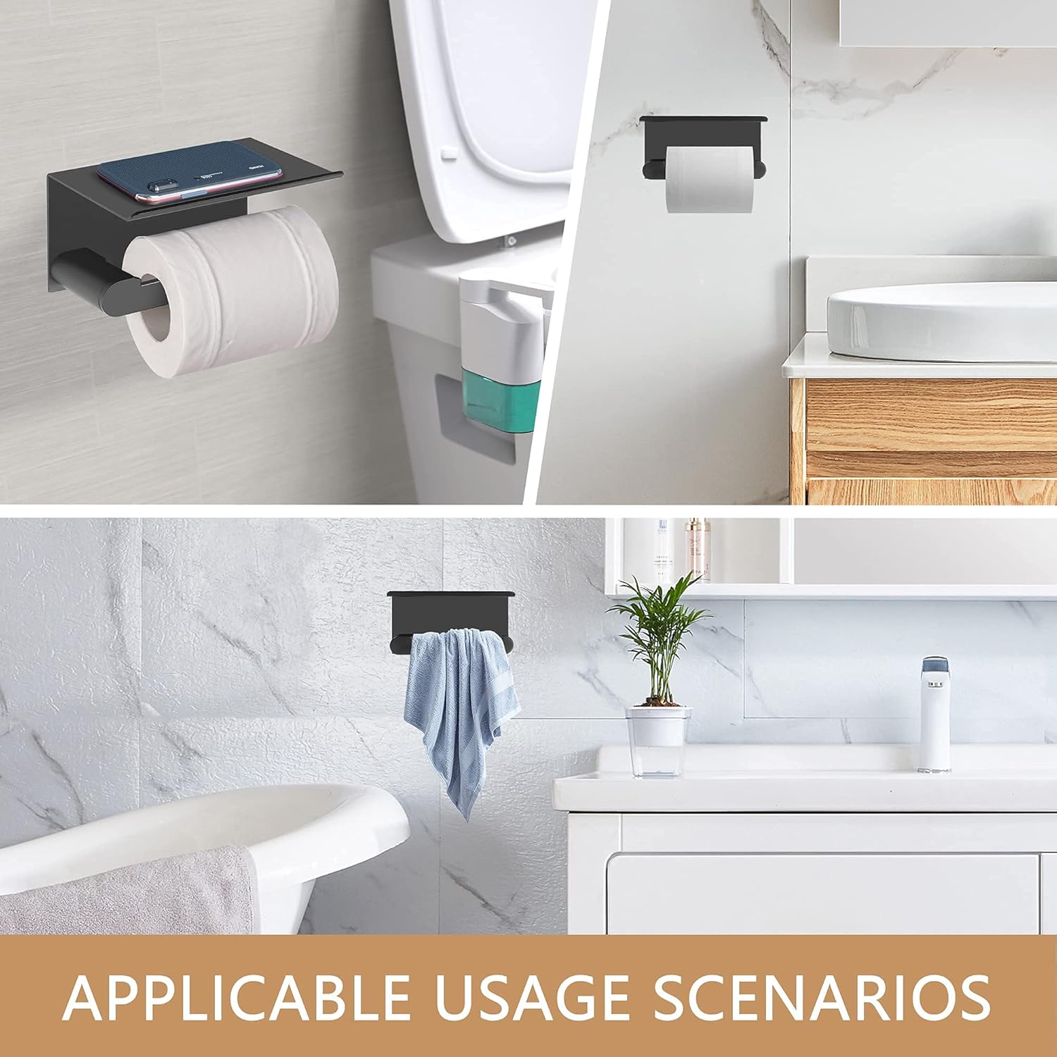 CERETIA Toilet Paper Holder with Phone Shelf SUS304 Stainless Steel Wall Mounted Toilet Paper Roll Holder with Shelf, Wall-Mounted with Screws for Bathroom : Tools & Home Improvement