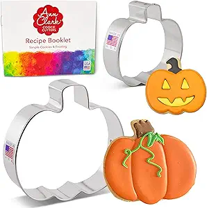 Pumpkin Cookie Cutters 2-Pc. Set Made in USA by Ann Clark, 4", 3"