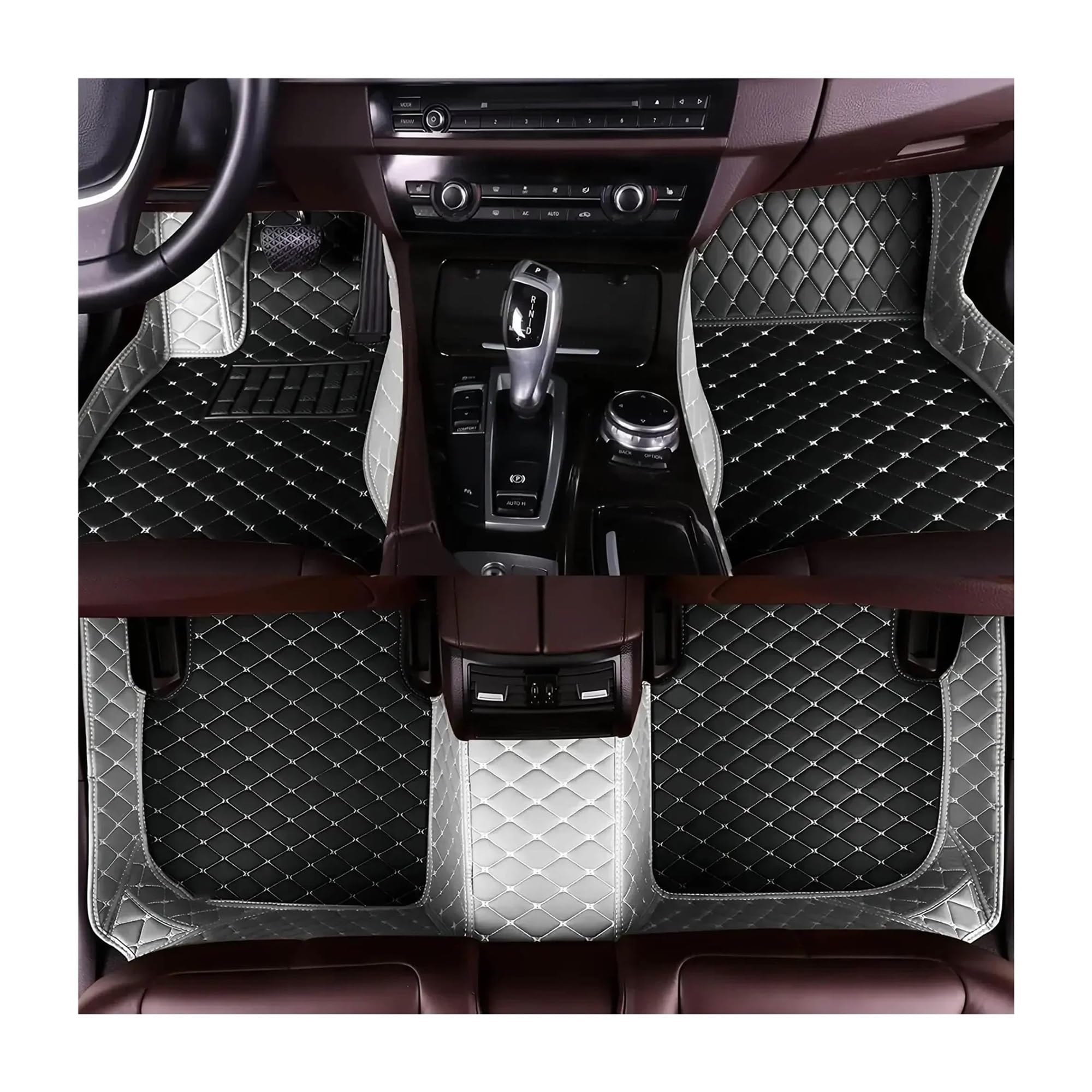 Auto Fussmatten Für KIA Für Ceed Jd 2014 2015 2016 2017 2018 2019 2020 Alle Luxus-Leder-Bodenbeläge 3D-Abdeckung-Auto-Teppich-Auto-Fußmatten Fußmatten Automatten(Style 2 Gray Black)