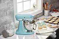 Vista 3 de KitchenAid Value Bundle Artisan Series - Batidora de pie inclinable de 5 cuartos de galón con batidor de borde flexible incluido, KSM150FEAQ, Aqua