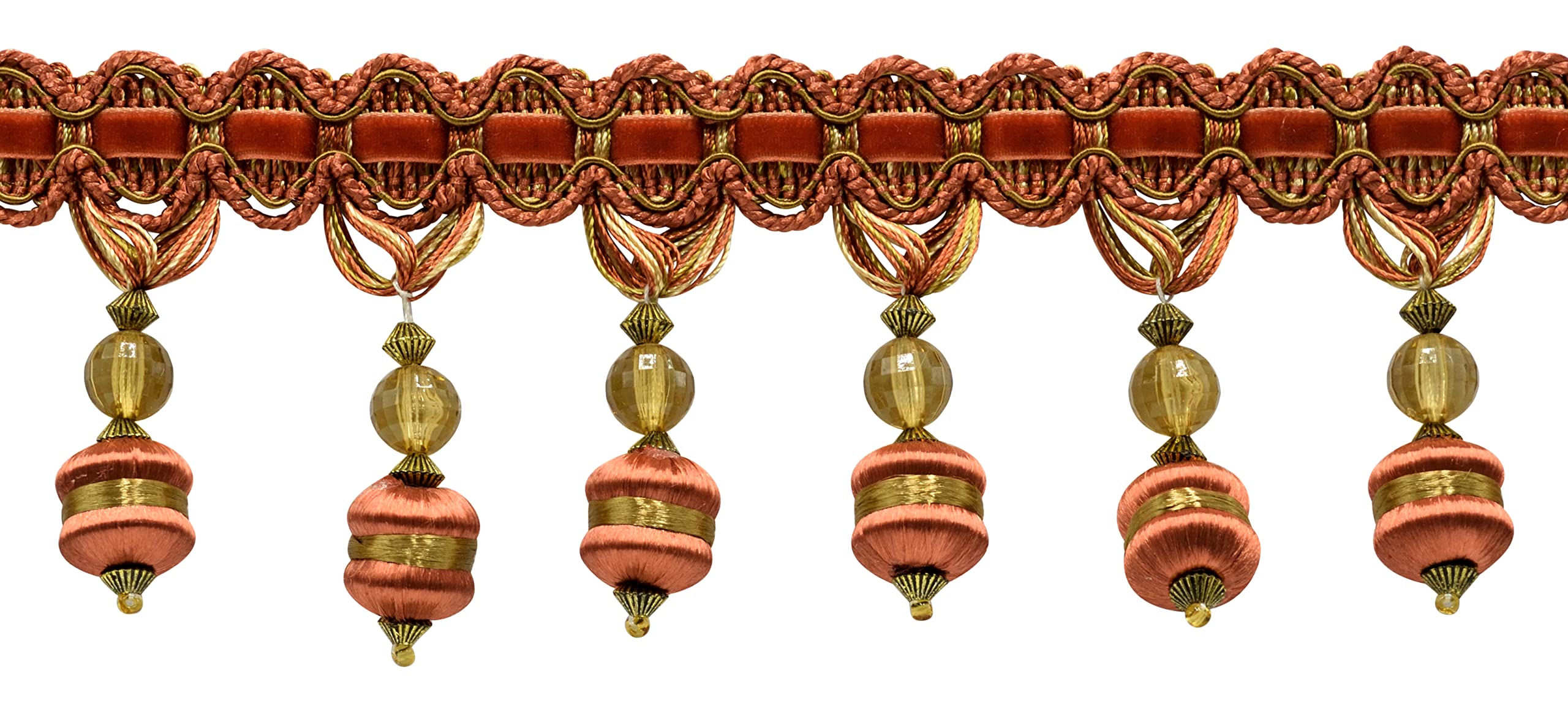 DecoPro Gimp Treccia Vintage 5,5 Metri - Larghezza 5 Cm, Colore Ruggine 07, Passamaneria Per Arredamento