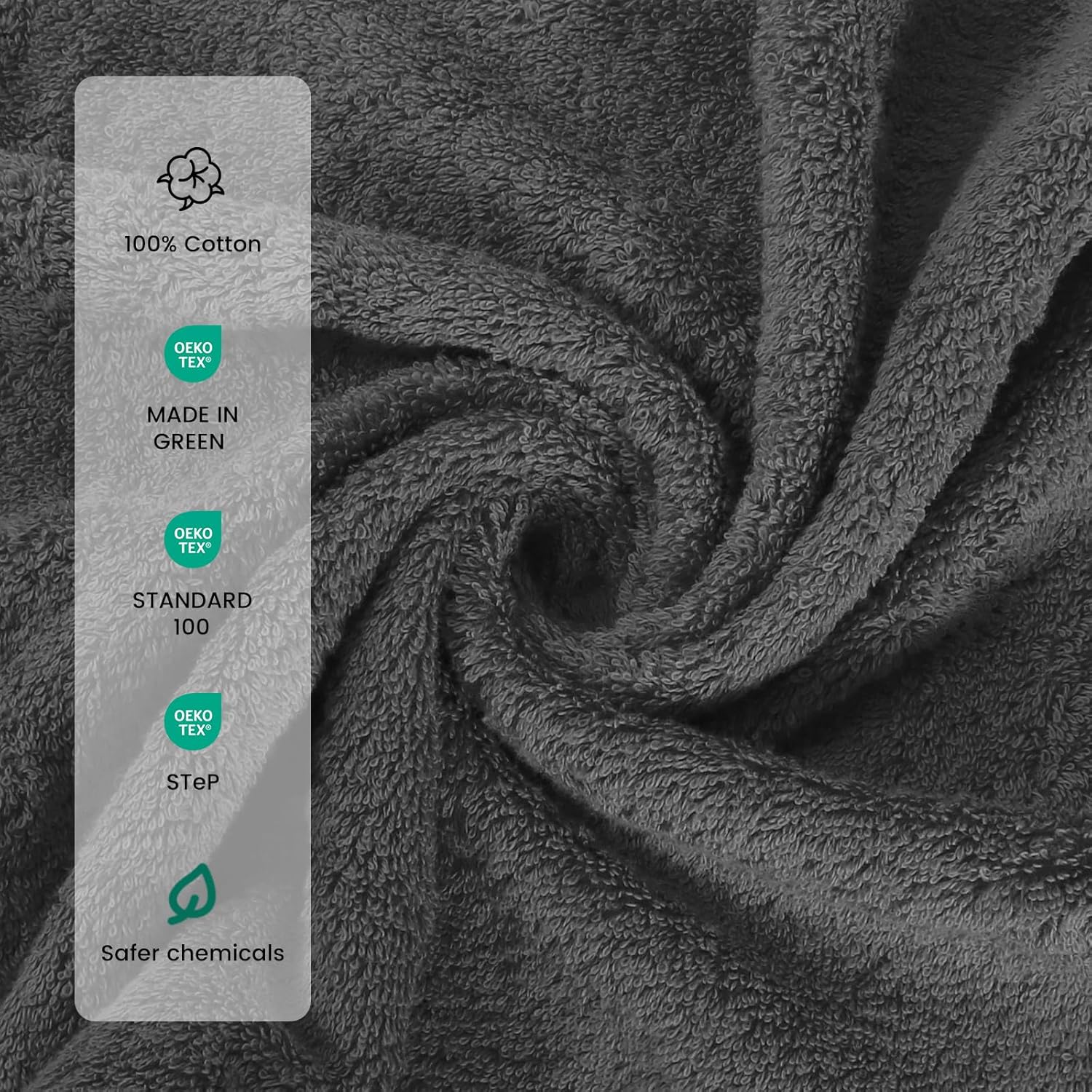 SEMAXE 12 Pack Hand Towels for Bathroom, 100% Cotton Towels with Hanging Loops, Soft and Highly Absorbent, Hand Towel Set for Gym, Shower, Hotel, Spa and Kitchen, Grey - Image 2