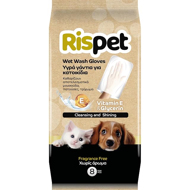 Rispet Toallitas de Guante desinfectantes para Limpieza de Perros, Gatos y Animales domésticos