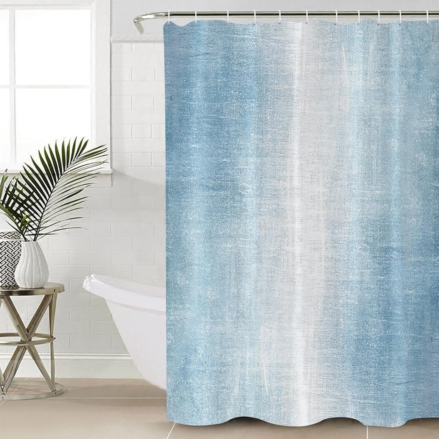 Double Love Abstract Sky Blue Bathroom Curtain 72 Inch Shower Curtain with Hooks, Waterproof Polyester Bath Curtain Washable Bathtub Curtain Modern Abstract Minimalist Painting Art 60''x 72''