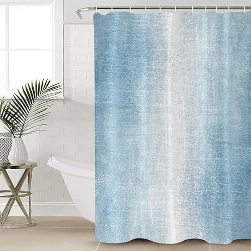Double Love Cortina de baño abstracta azul cielo de 78 pulgadas con ganchos, cortina de baño de poliéster impermeable lavable cortina de bañera