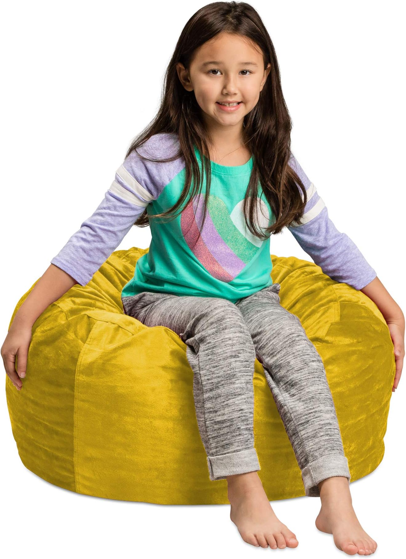 Sofa SackPlush, Ultra Soft Kids Bean Bag Chair - Memory Foam Bean Bag Chair with Microsuede Cover - Stuffed Foam Filled Furniture and Accessories for Kids Room - 2' Lemon