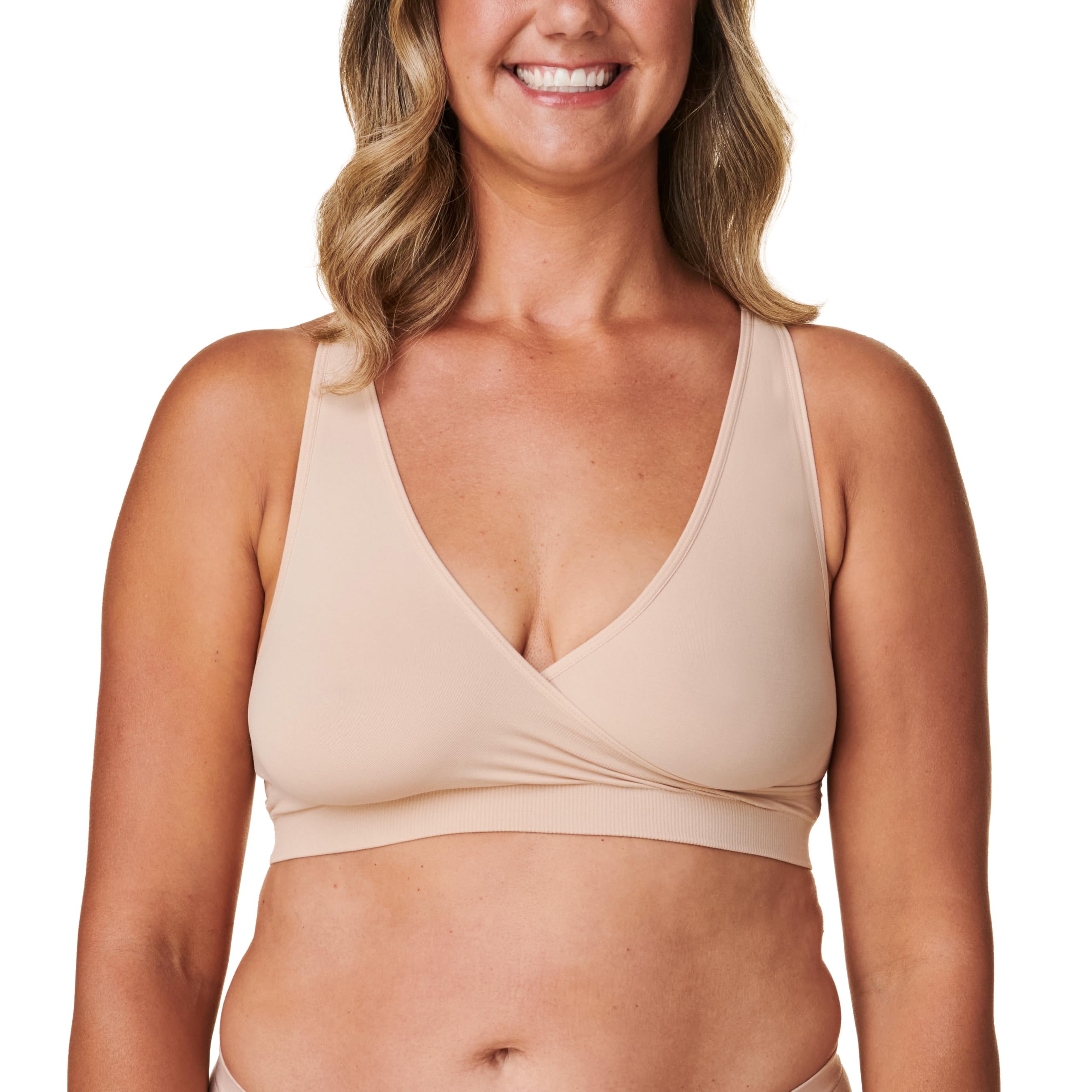 Bravado! Basics Women's Sleep Maternity Bra and Nursing Bra, Seamless, Nude, Small