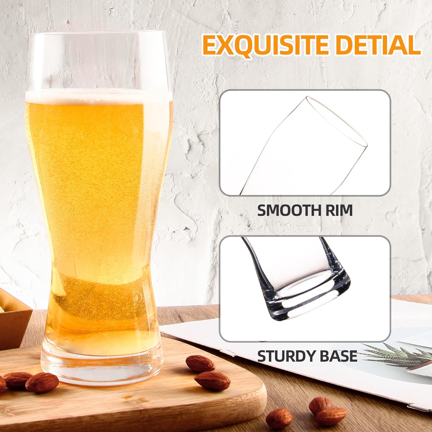 UMEIED 20oz Pilsner Beer Glasses Set of 6, Classic Beer Glass, Large Capacity Beer Cup, Stylish Beer Gifts, Beer Cups and Mugs - Image 4