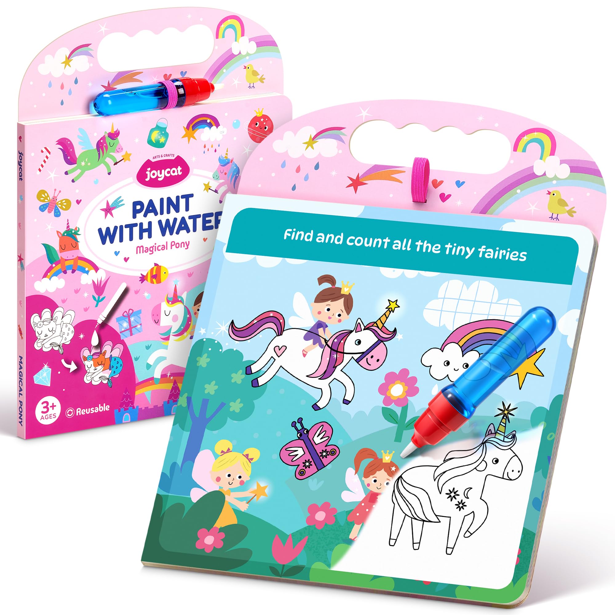 JoyCat Water Colouring Book for Toddlers 3-5, Unicorn 13 Reusable Pages