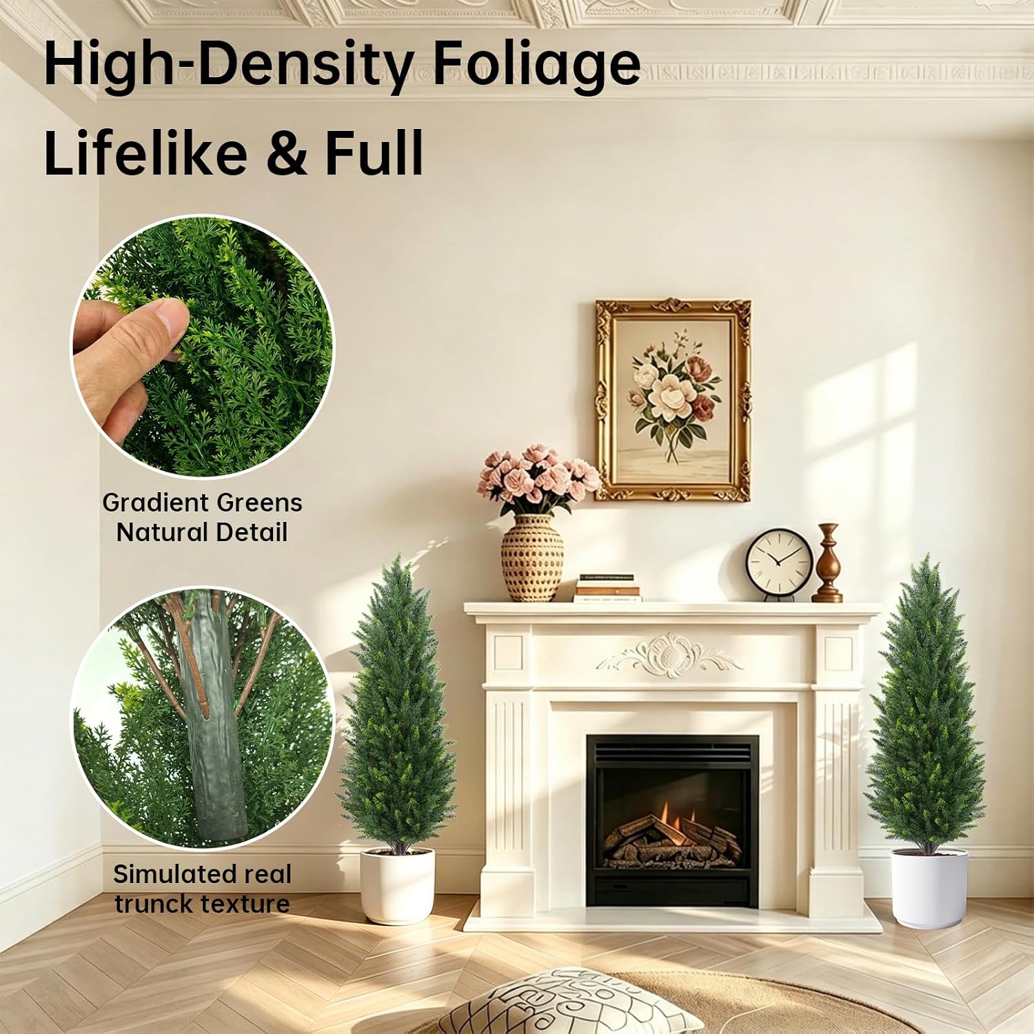 4FT Artificial Cedar Topiary (2 Pack) with Ground Spike,Home & Garden Decor