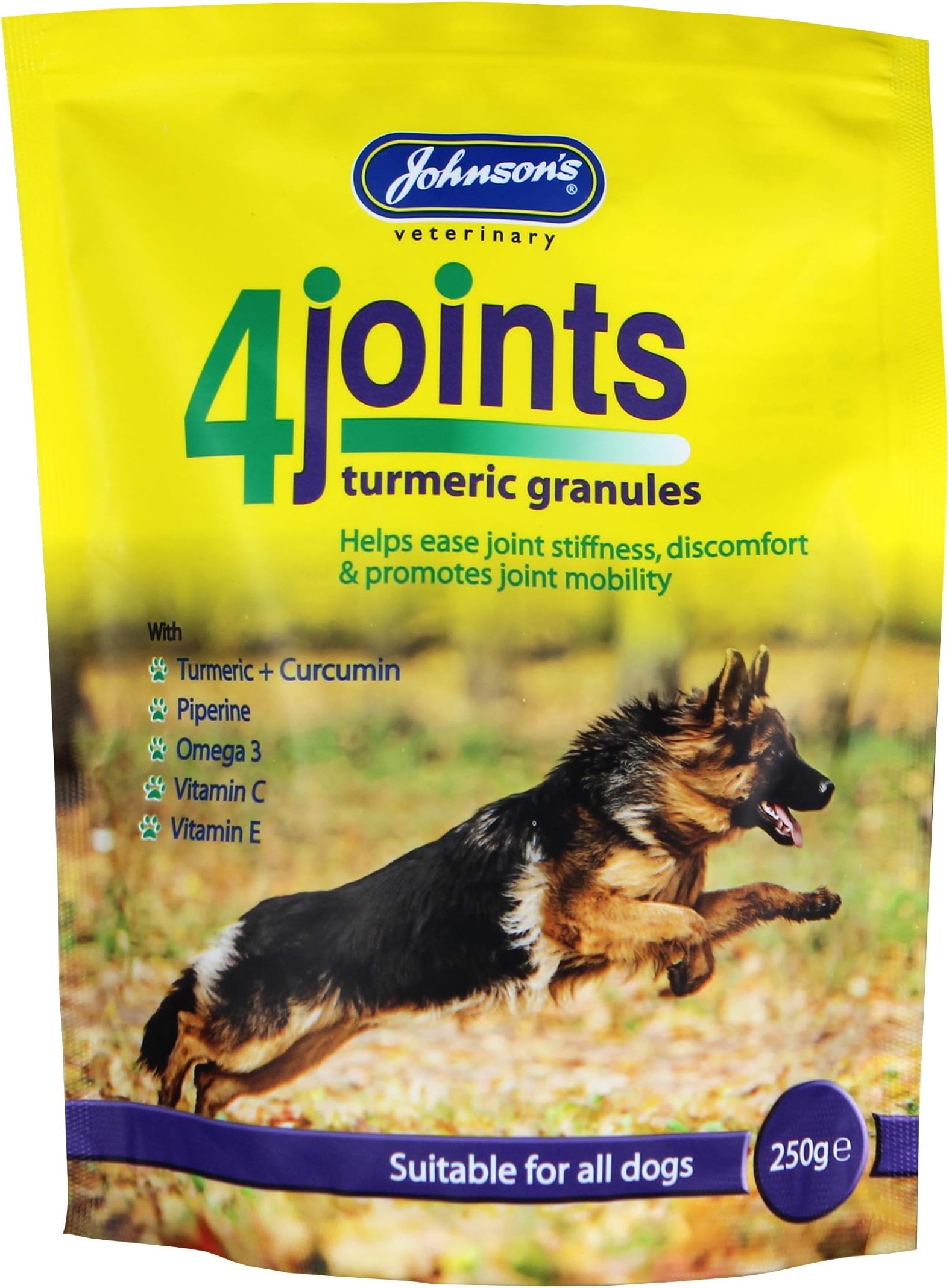 Johnsons Dog Turmeric 4Joints Granules 250g Amazon.co.uk Pet Supplies