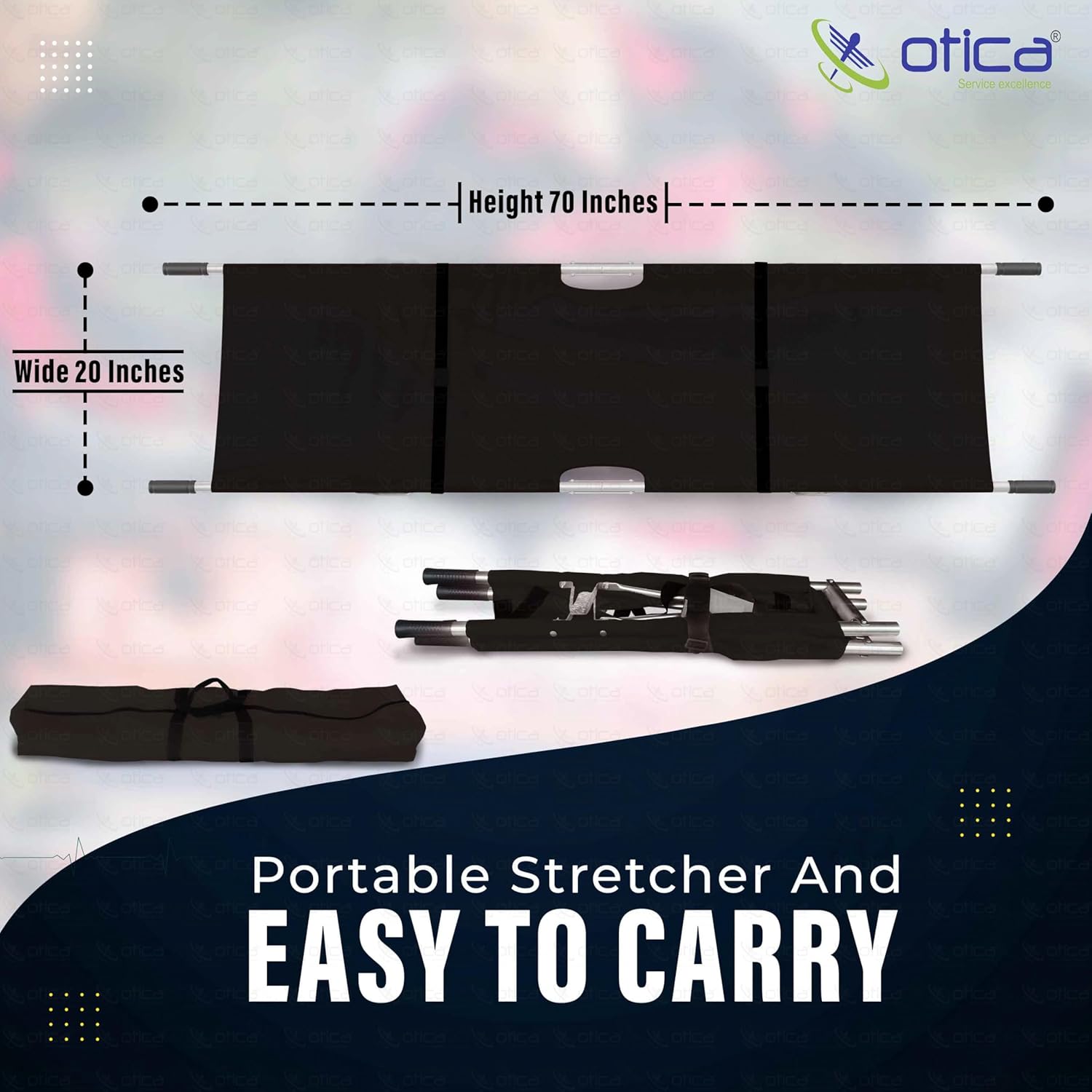 Otika foldable stretcher for patient shifting - Use of ambulance with portable and safety belt for emergency hospital (aluminum, black, twice) Otika foldable stretcher for patient shifting - Use of ambulance with portable and safety belt for emergency hospital (aluminum, black, twice)