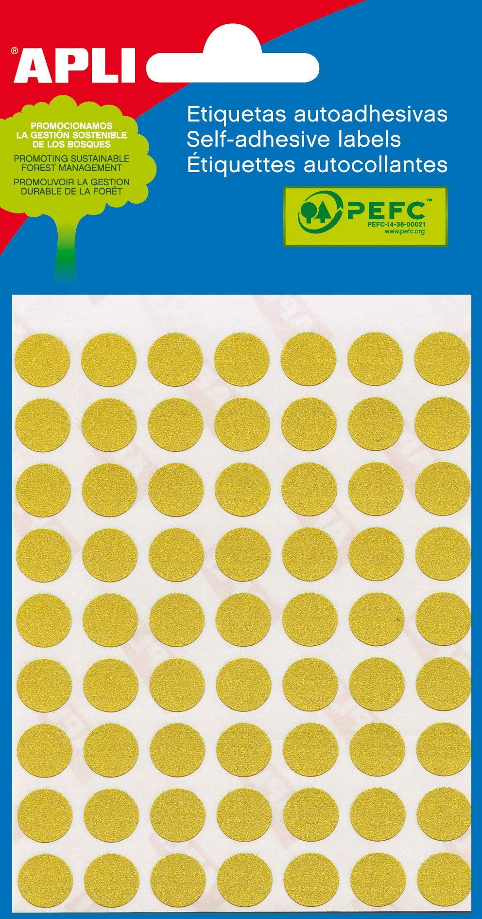 APLI 2055 – Bag of 5 Sheets with Labels, Diameter 13 mm, Yellow