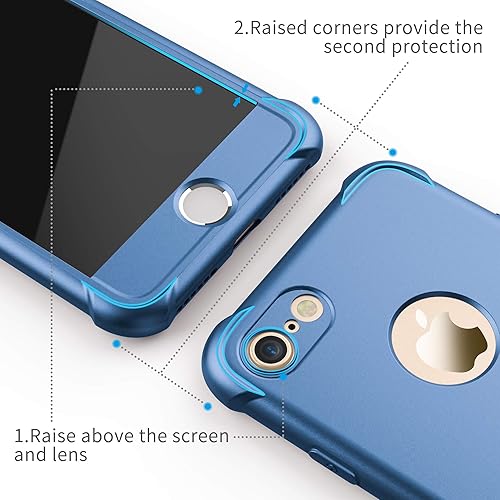 Miniatura 3 de ORETECH Funda compatible con iPhone 78, con 2 protectores de pantalla HD de 360 de cuerpo completo de silicona suave TPU duro PC protectora para